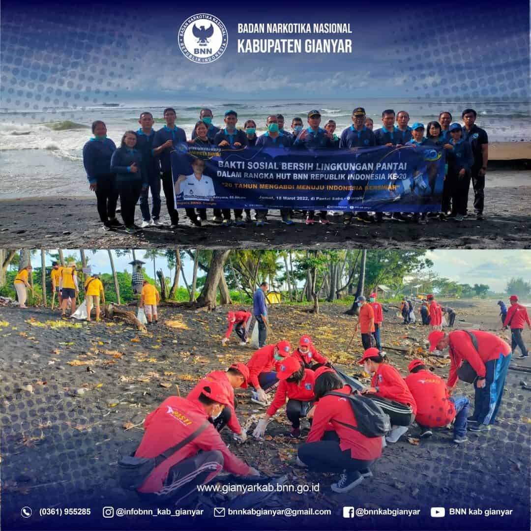 Bakti Sosial Bersih Pantai Dalam Rangka HUT BNN RI ke-20