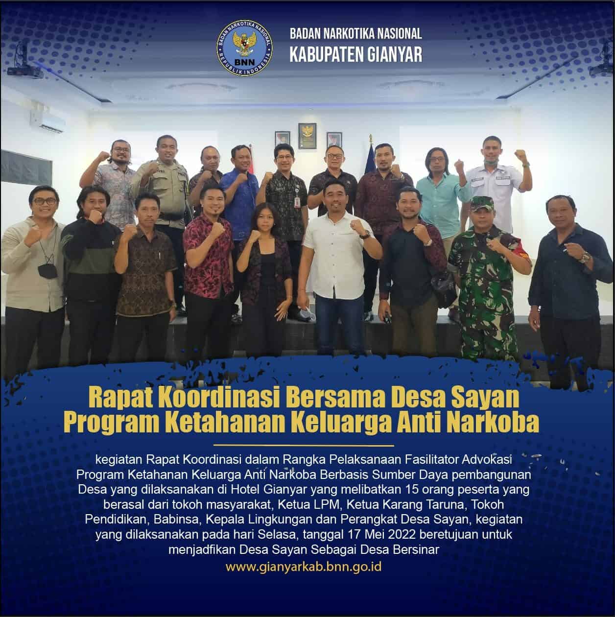 Rapat Koordinasi Dalam Rangka Pelaksanaan Fasilitator Advokasi Program Ketahanan Keluarga Anti Narkoba Berbasis Sumber Daya pembangunan Desa