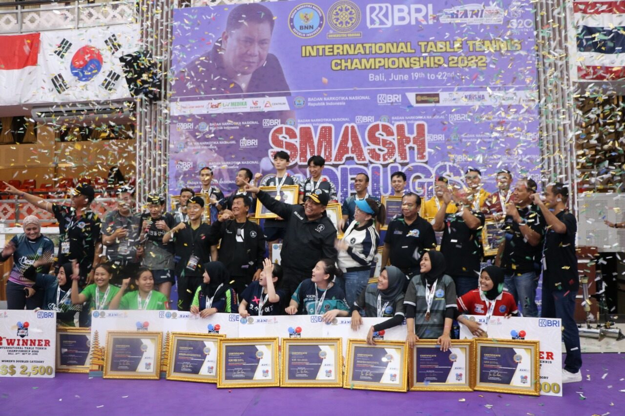 PENUTUPAN “SMASH ON DRUGS” INTERNATIONAL TABLE TENNIS CHAMPIONSHIP 2022