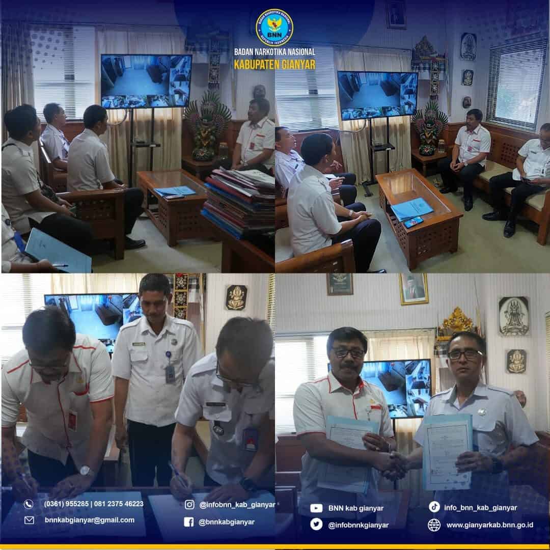 Penandatanganan Perjanjian Kerjasama Antara BNNK Gianyar Dengan Badan Kesbangpol Kab. Gianyar