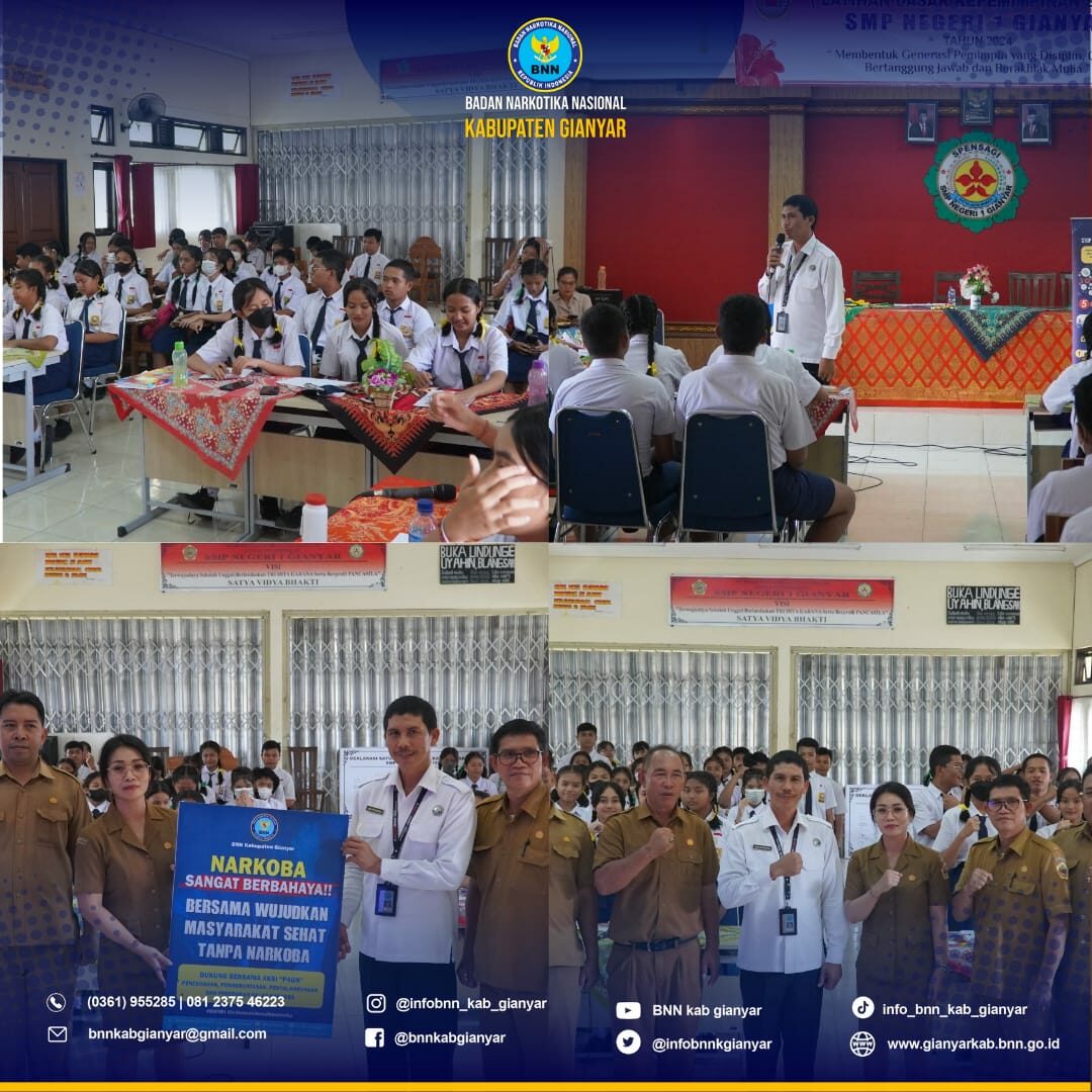 Sosialisasi P4GN dalam Rangka kegiatan bimbingan Kepemimpinan Terkait Bahaya Narkotika di SMP N 1 Gianyar