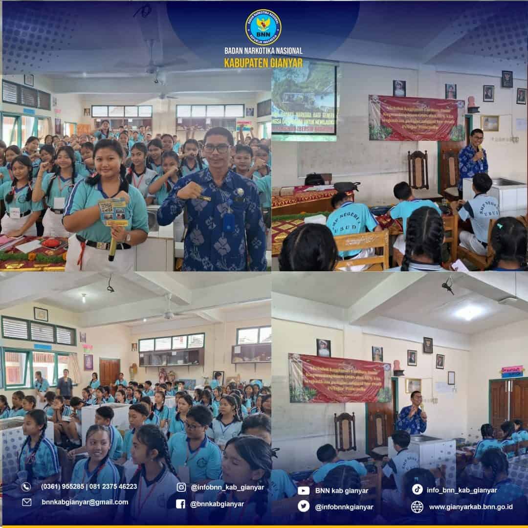 Sosialisasi Pencegahan Penyalahgunaan Narkotika dalam rangka rekrutmen anggota OSIS dan MPK periode 2025/2026 di SMP N 1 Ubud