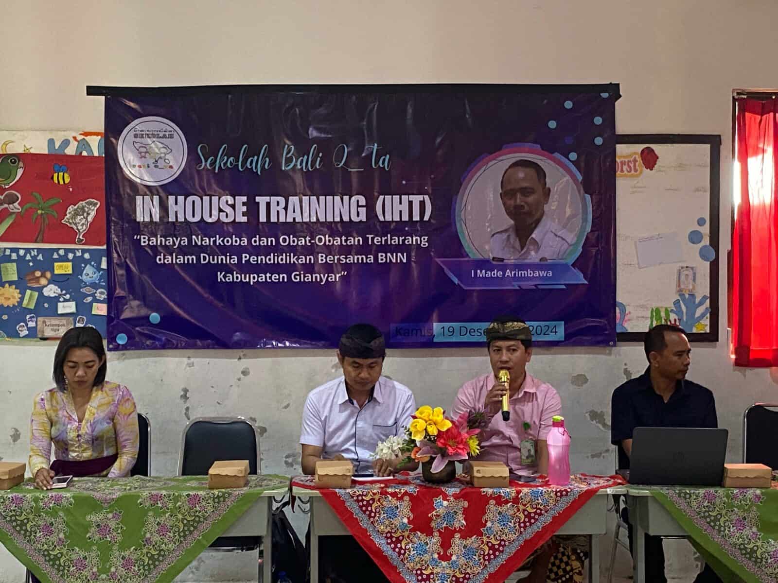 Penyuluhan Anti Narkoba dalam kegiatan In House Training Sekolah Bali Q_TA, Desa Keramas, Kab. Gianyar