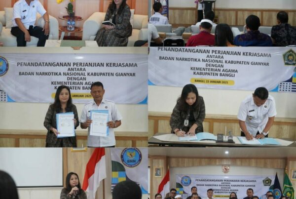 Kemenag Kabupaten Bangli dan BNN kabupaten Gianyar Teken Kerjasama Penanggulangan Narkoba