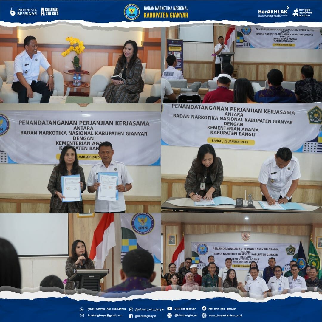 Kemenag Kabupaten Bangli dan BNN kabupaten Gianyar Teken Kerjasama Penanggulangan Narkoba