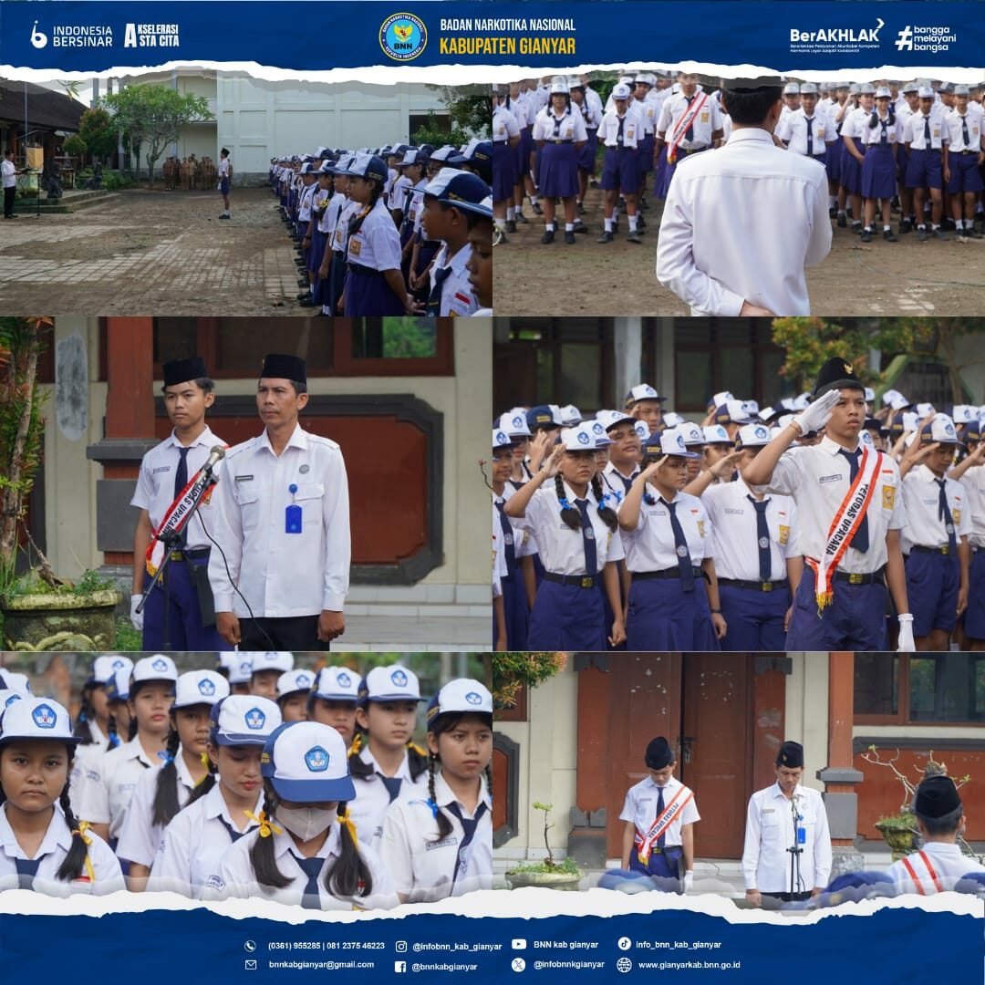MELAKSANAKAN PENYULUHAN P4GN DENGAN MENJADI PEMBINA UPACARA DI SMP N 4 GIANYAR