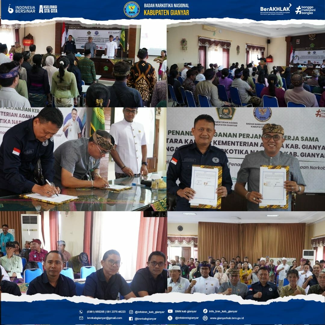 Penandatanaganan PKS antara BNN Kab. Gianyar dengan Kementerian Agama Kab. Gianyar
